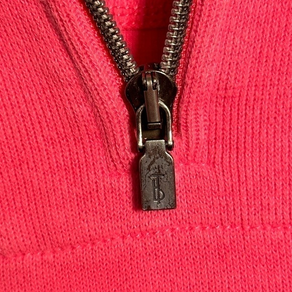 Tommy Bahama cotton fuchsia quarter zip sweater top, size medium - Picture 9 of 10